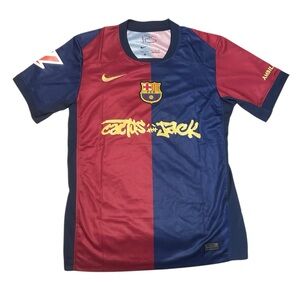 24/25 FC barcelona home kit. Travis Scott Lamine yamal barcelona soccer jersey